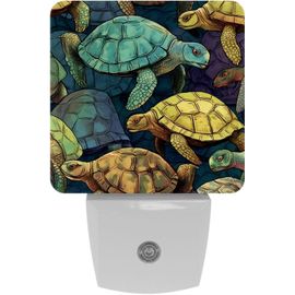 Veilleuses Tortue Bleue Seaworld, Veilleuse À Capteur Automatique À Brancher, Adaptée Au Sommeil Pour Enfants Et Adultes, Automatique Du Crépuscule À L'aube