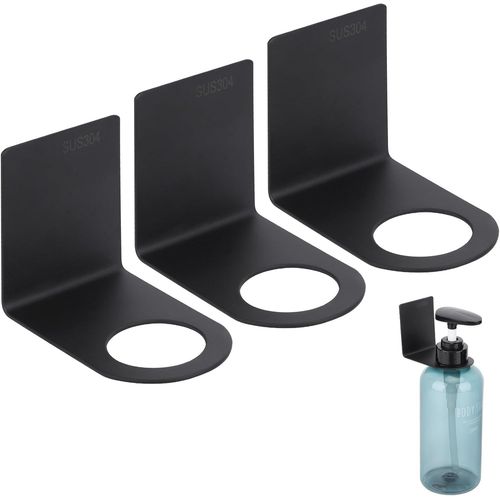 KAL-Porte Savon Liquide Mural, 3 Pièces 33Mm Support De Distributeur De Savon, En Acier Inoxydable, Sans Perçage, Pour Cuisine/Salle De Bain, Noir