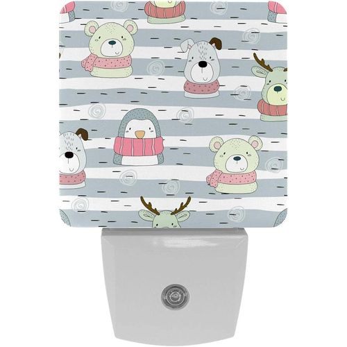 Veilleuse À Led Avec Capteur Automatique, Ours, Chien, Pingouin Carré, Veilleuse Automatique Du Crépuscule À L'aube Pour Chambre À Coucher, Chambre D'enfant, Couloir