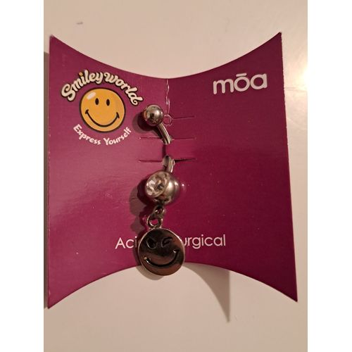 Neuf Piercing Nombril "Smiley" Strass Moa