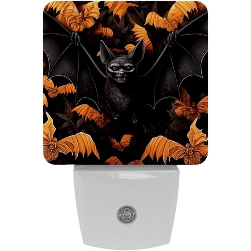 Veilleuse Led À Brancher Avec Capteur Automatique, Château D'halloween, Chauve-Souris Noire Carrée, Veilleuse Automatique Du Crépuscule À L'aube Pour Chambre À Coucher, Chambre D'enfant...