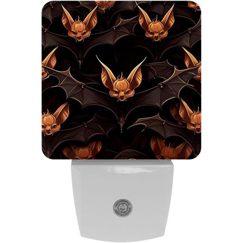 Veilleuses À Motif De Chauve-Souris D'halloween, Veilleuse À Capteur Automatique À Brancher, Adaptée Au Sommeil Pour Enfants Et Adultes Automatique Du Crépuscule À L'aube