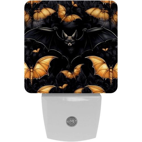 Veilleuse Led À Brancher Avec Capteur Automatique, Halloween, Chauve-Souris Noire Carrée, Veilleuse Automatique Du Crépuscule À L'aube Pour Chambre À Coucher, Chambre D'enfant, Couloir