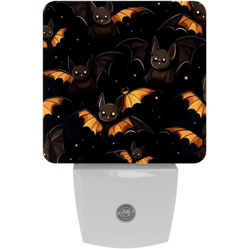 Veilleuse Led À Brancher Avec Capteur Automatique, Motif Chauve-Souris Noire Carrée, Veilleuse Automatique Du Crépuscule À L'aube Pour Chambre À Coucher, Chambre D'enfant, Couloir