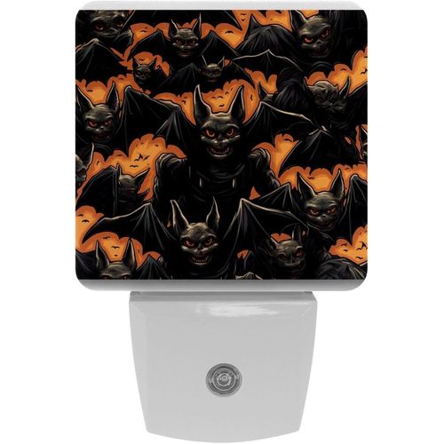 Veilleuse Led À Brancher Avec Capteur Automatique, Halloween, Chauve-Souris Noire Carrée, Veilleuse Automatique Du Crépuscule À L'aube Pour Chambre À Coucher, Chambre D'enfant, Couloir