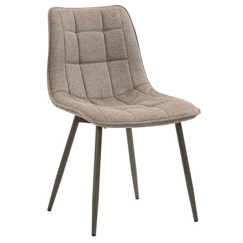 Lot De 2 Chaises Malaga Avec Revêtement En Tissu Coloris Gris Foncé Et Structure En Métal Couleur Bronze, Chaise De Salle À Manger