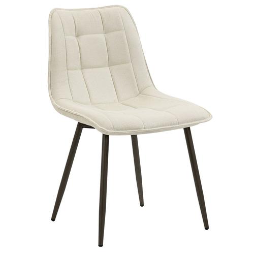 Lot De 2 Chaises Malaga Avec Revêtement En Tissu Coloris Blanc Et Structure En Métal Couleur Bronze, Chaise De Salle À Manger