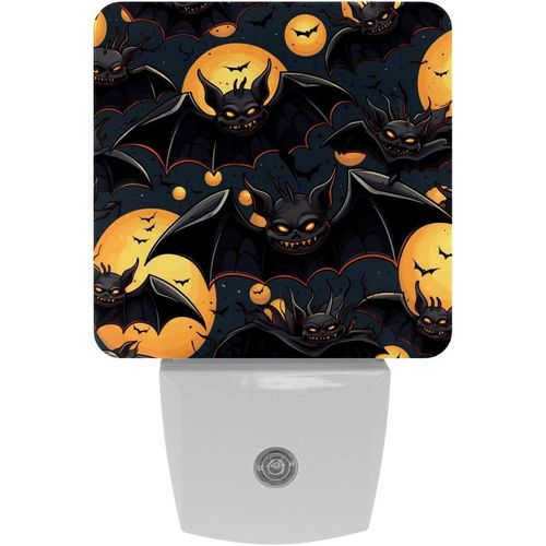 Veilleuse Led À Brancher Avec Capteur Automatique, Motif Chauve-Souris Noire Carrée, Veilleuse Automatique Du Crépuscule À L'aube Pour Chambre À Coucher, Chambre D'enfant, Couloir
