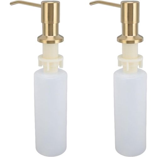 KAL-Distributeur De Savon Pour Évier, 300Ml Distributeur De Savon Pour Évier De Cuisine Intégré Bouteille De Savon Liquide Pour Évier De Cuisine (Or*2)