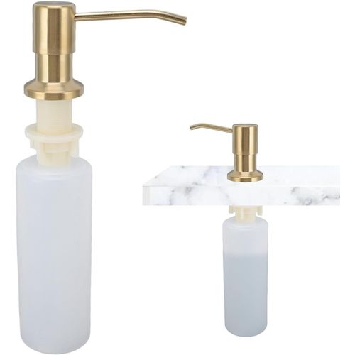 KAL-Distributeur De Savon Pour Évier, 300 Ml Distributeur De Savon Pour Évier De Cuisine Intégré Bouteille De Savon Liquide Pour Évier De Cuisine(Or)