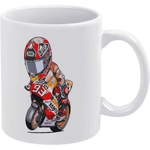 Marc Marquez Tasse Blanche Tasse À Café En Céramique Grande Capacité Facile À Nettoyer Adaptée Au Bureau À Domicile 330 Ml