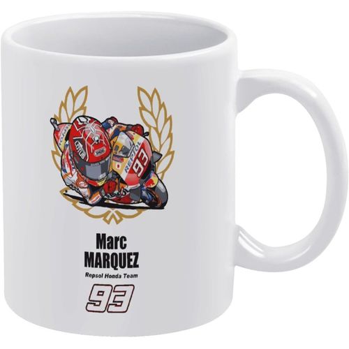 Marc Marquez Tasse Blanche Tasse À Café En Céramique Grande Capacité Facile À Nettoyer Adaptée Au Bureau À Domicile 330 Ml