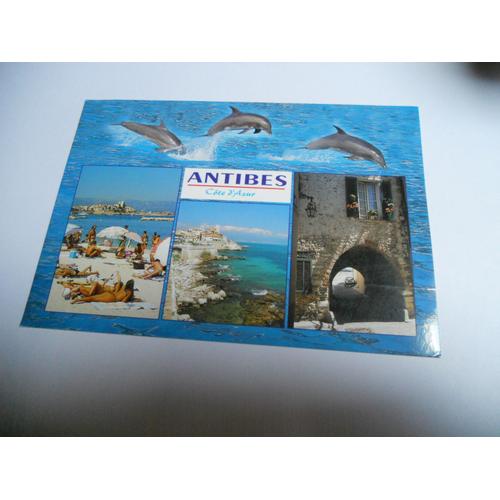 Dep 06 Alpes Maritimes Carte Couleur De 1999 Antibes Carte Multi Vues Plage Dauphin Village Edit Photoguy Tbe