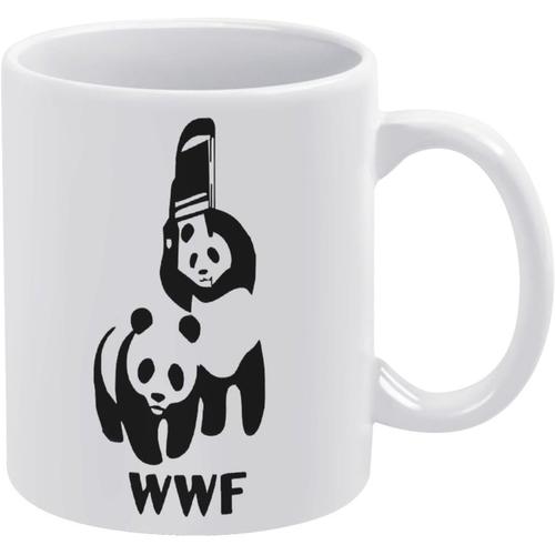 Tasse À Café En Céramique Blanche Avec Animaux Panda Wwf, Grande Capacité, Facile À Nettoyer, Adaptée À Un Usage Domestique Et Professionnel, 330ml