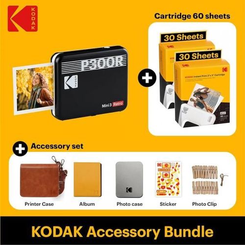 Kodak mini 3 ERA noir 3X3 + 60 feuilles + KIT d'accessoires