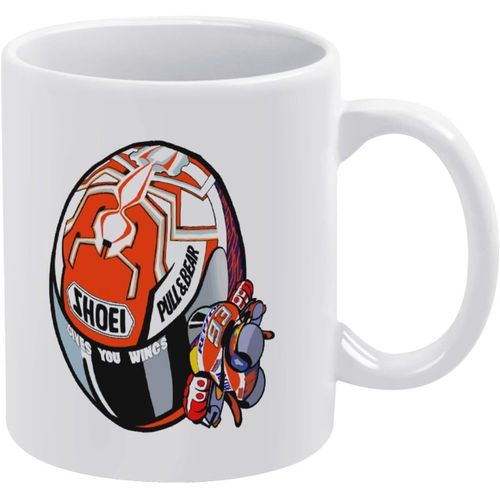Motogp Marc Marquez Tasse Blanche Tasse À Café En Céramique Grande Capacité Facile À Nettoyer Adaptée Au Bureau À Domicile 330 Ml