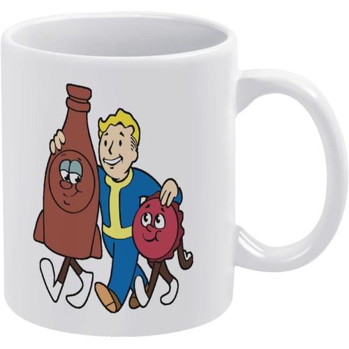 Fallout 4 Vault Boy Fallout Tasse À Café En Céramique Blanche Grande Capacité Facile À Nettoyer Convient Pour Une Utilisation À Domicile Ou Au Bureau 330 Ml