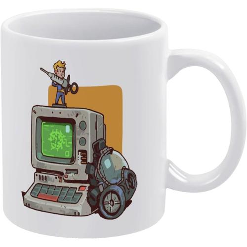 Fallout 4 Shelter Boy Tasse À Café En Céramique Blanche Grande Capacité Facile À Nettoyer Convient Pour Une Utilisation À Domicile Ou Au Bureau 330 Ml