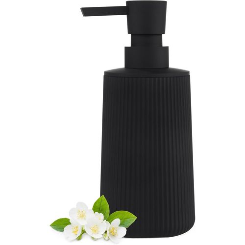 KAL-Distributeur Savon Noir Pour Salle De Bain, Rechargeable Distributeur Liquide Vaisselle, Distributeur Savon Cuisine Pour Plan De Travail (Noir, Liquide)