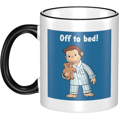 Tasse De Dessin Animé Curious George Tasse À Café De Grande Capacité 330 Ml Tasse De Petit Déjeuner En Céramique Facile À Nettoyer Cadeau D'anniversaire Personnalisé Noir Cz179