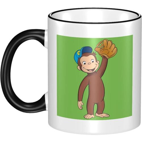 Tasse De Dessin Animé Curious George Tasse À Café De Grande Capacité 330 Ml Tasse De Petit Déjeuner En Céramique Facile À Nettoyer Cadeau D'anniversaire Personnalisé Noir Cz48