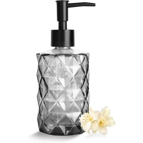 KAL-Distributeur De Savon À Main 330 Ml Transparent Pour Salle De Bain, Cuisine, Hôtel, Restaurant, Lieu Public, Distributeur De Savon Liquide En Verre Et Plastique
