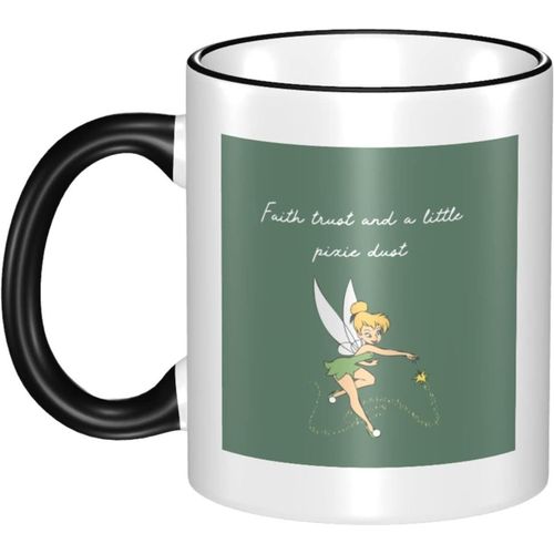 Peter Pan Tinker Bell Anime Mug Résistant À La Chaleur Mignon Personnage D'anime À La Mode Tasse En Céramique Grande Capacité Convient Aux Enfants Et Aux Adultes 330 Ml Noir