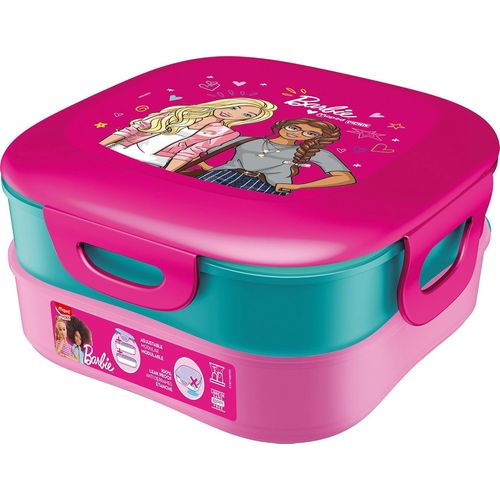 KAL-Picnik - Boîte À Déjeuner Barbie - 2 Compartiments Modulables, Dont 1 Compartiment Étanche - Nettoyage Facile Au Lave-Vaisselle - 1,4L - Licence Barbie Officielle, Rose