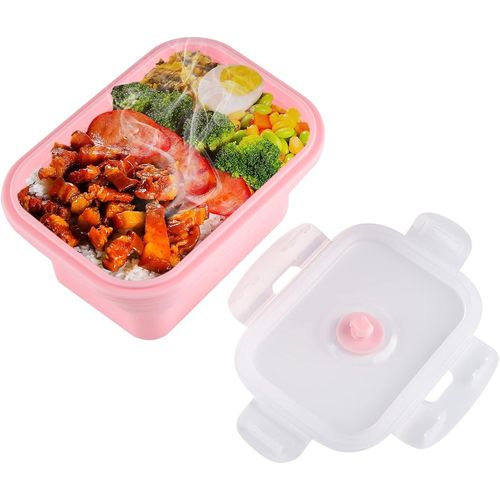 Kal-Conteneurs Alimentaires Pliables, Boîte À Lunch En Silicone Pour Enfants Et Adultes(500ml-Rose)