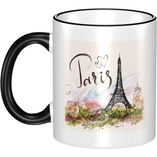 Tasse D'anime Tour Eiffel Tasse En Céramique Grande Capacité Personnage D'anime À La Mode Mignon Adapté Aux Enfants Et Aux Adultes 330 Ml Noir