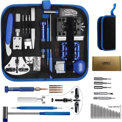 Kal-Kit De Réparation De Montre Avec Outil De Remplacement De Batterie, Retrait Et Redimensionnement Des Maillons De Bande, Outils De Barre À Ressort Pour Ouvre-Boîtier, Extracteur De Dos De Clé Et