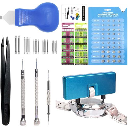 Kal-Kit D'outils De Remplacement De Batterie De Montre, Kit De Réparation De Montre Watch, Outil D'ouverture De Boîtier De Montre, Levier D'ouverture De Boîtier De Montre, Barre À Ressort, Pince À