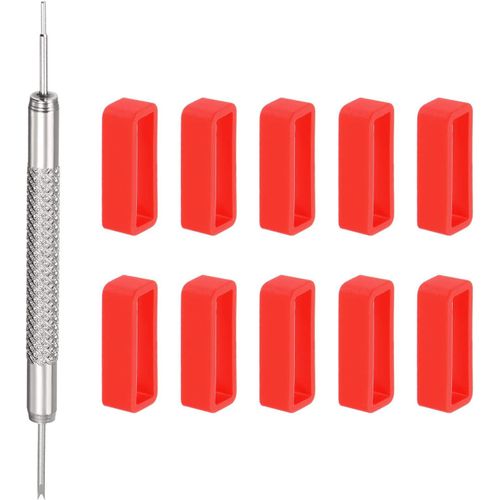 Kal-10pcs Boucle Montre Bracelet 22mm Caoutchouc Montre Porte Attache Anneaux Support Avec Ressort Barre Outil Pour Montre Bracelet Réparation, Rouge