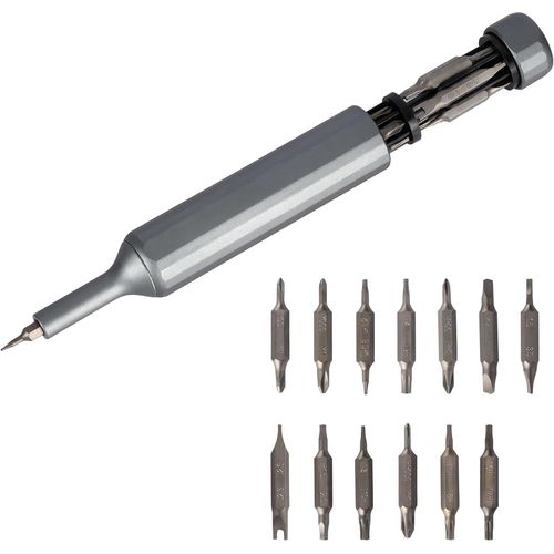 KAL-Tournevis Précision 27-En-1 - Petit Tournevis Magnétique Avec 13 Embouts Doubles - Kit Electricien, Kit Réparation Pour Téléphone, Pc, Lunettes, Montre Et Tablette