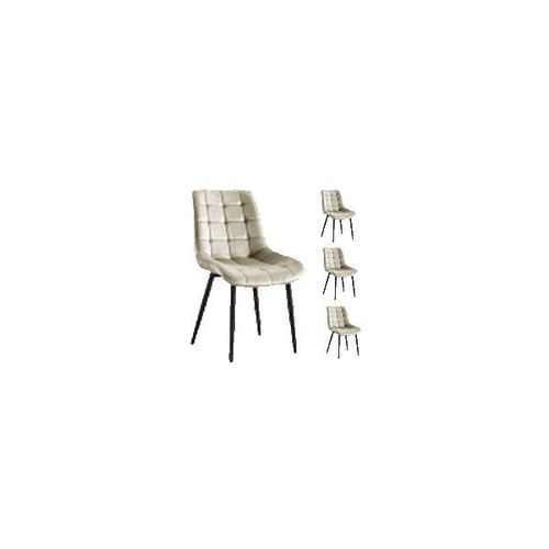 Sacha-Chaise En Velours Vanille Et Métal Noir (X4)