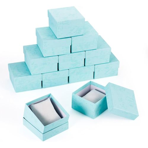 Kal-Lot De 12 Petites Boîtes À Bijoux Rectangulaires Pour Colliers, Boucles D'oreilles, Bracelets, Montres Avec Oreiller, Pour Anniversaires, Mariages, Anniversaires, 8,4 X 8,3 X 5,5 Cm \U2013