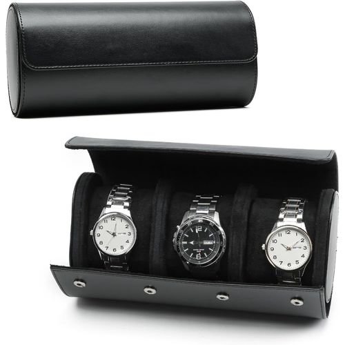 Kal-Boite A Montre, Coffret Montre Homme, Portable Boîte À Montres En Cuir Avec Coussinets Amovibles, Vintage Classique Étui À Montres Pour Homme, Rangement Montre À 3 Montre Emplacements