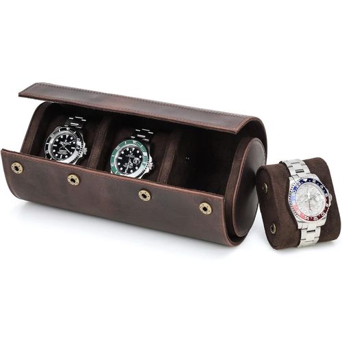 Kal-Montre Étui De Rangement Pour 3 Montres Fait À La Main En Cuir Véritable Organisateur De Rouleau De Rangement Pour Montres Montres Portables Boîte De Voyage