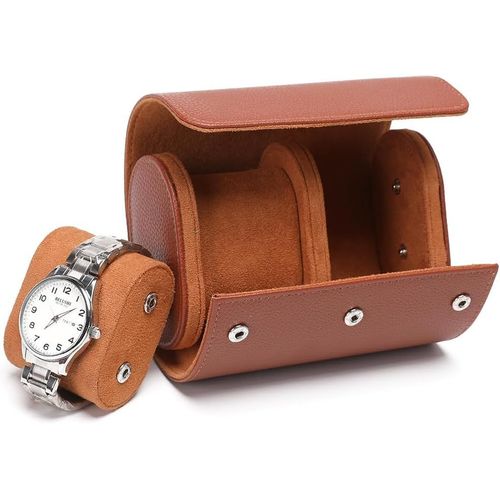 Kal-Boîte À Montres Avec 2 Compartiments, Organisateur Pour Hommes, Boîte De Voyage, Rangement De Montres Avec Coussins Amovibles, Étui De Voyage En Polyuréthane De Qualité Supérieure Pour Vos