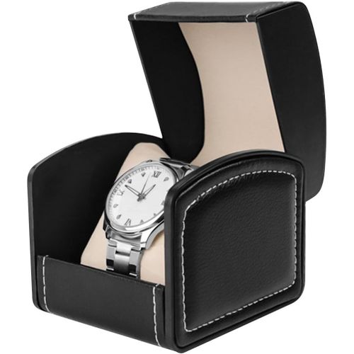 Kal-Boîte À Montres, Boite A Montre Homme, Étui Pour Montres Célibataire En Cuir Pu Avec Coussin Amovible Portable Coffret À Montres Boite Cadeau Montre Cas Voyage Pour La Montres (Noir)