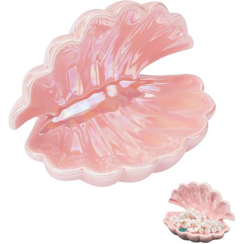Kal-Organisateur De Bijoux En Coquillage, Plateau À Bijoux En Coquillage, Boîte À Bijoux Créative En Coquillage, Forme Unique, Pour Le Rangement Des Bijoux, La Décoration, Les Cadeaux(Rose)