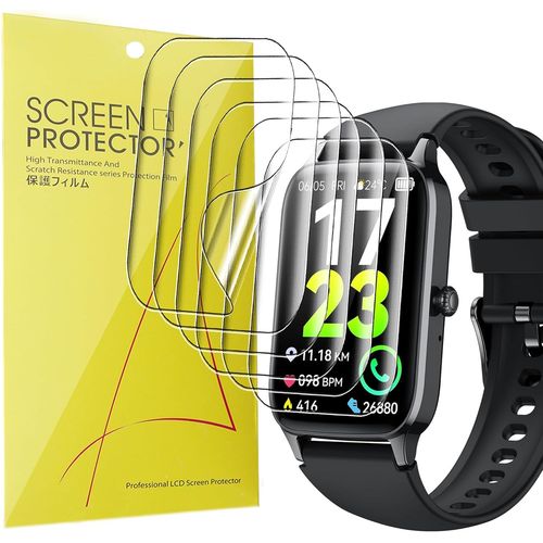 Kal-Lot De 6 Films De Protection D'écran Transparents En Tpu Souple Pour Montre Connectée Soudorv P97 1,57"" (1,57"") Compatible Avec La Montre Connectée Soudorv P97/Dyurwa P97 (Transparent)