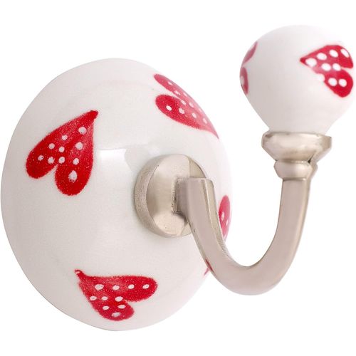 KGABERY-Set De 2 Cintres Ronds En Céramique.63 Mm|Cintres Blancs Avec C?urs|Excellent Pour Compléter Tous Les Types De Pièces.Elégants Cintres À Usages Multiples.