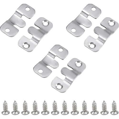 KGABERY-Lot De 6 Supports De Montage Encastrés En Acier Inoxydable Avec 12 Vis,Cintres Dissimulés,Adaptés Pour La Fixation De Têtes De Lit,Miroirs Cosmétiques,Armoires,Cadres Photo