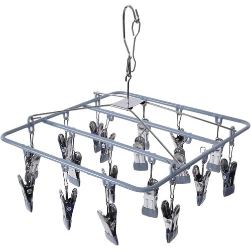 KGABERY-Sechoir A Linge Pince À Linge Cintre En Acier Inoxydable Séchant Les Chaussettes Artefact Porte-Chaussettes Multi-Clip Porte-Vêtements Vêtements De Ménage Suspendus Crochet Multifonction