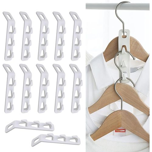 KGABERY-Crochet Gain De Place Penderie,12Pcs Crochet De Connecteur De Cintre Crochets De Connexion Pour Cintres,Crochets À Vêtements En Cascade Pour Garde-Robe,Armoires,Organisateur