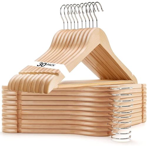 KGABERY-Lot De 30 Cintres En Plastique|Cintres Fins Et Durables Comme Du Bois|Cintres Antidérapants Avec Crochet Antirouille Rotatif À 360°|Cintres Robustes Pour Placard,Chemise,Costume,Manteau,