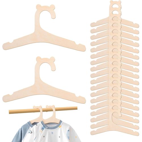 KGABERY-Lot De 20 Cintres Robustes En Bois Naturel Et Barre Antidérapante Pour Pantalon-Finition Extra Lisse-Gain De Place-Convient Pour Manteaux,Vestes,Costumes,Pulls