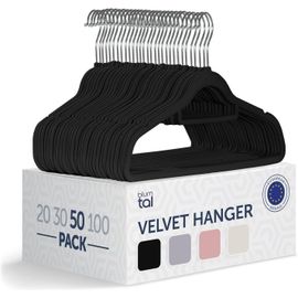 Kgabery-Cintres Velours-Lot De 50 Ceintres Pour Adultes Haute Qualité-Ceintre Avec Porte-Cravates Et Encoches-Ceintres Pour Adultes Pivotant À 360°Cintre Antidérapant-Cintre Velours Noir