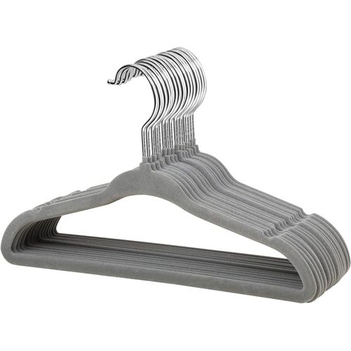 KGABERY-Lot De 15 Cintres En Velours Pour Bébé,Cintres Antidérapants Pour Enfants Avec Crochet Pivotant À 360°,Cintres Ultra-Minces Pour Économiser De L'Espace,Robustes Et Durables (Gris)